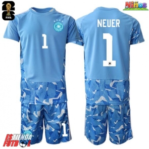 Alemania Manuel Neuer #1 Portero Segunda Equipación Niños Mundial 2026 Manga Corta (+ Pantalones cortos)